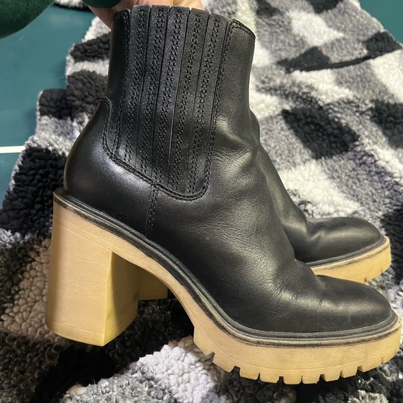 Dolce Vita Caster Black 3” Heeled Boots with Cream Sole - Picture 9 of 13